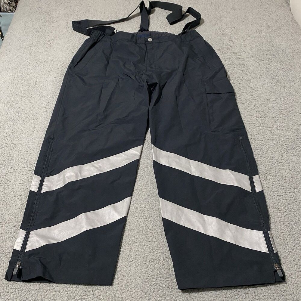 Delta Airlines Overalls Lands End Mens XL Blue Reflective Mechanic Ground Rain